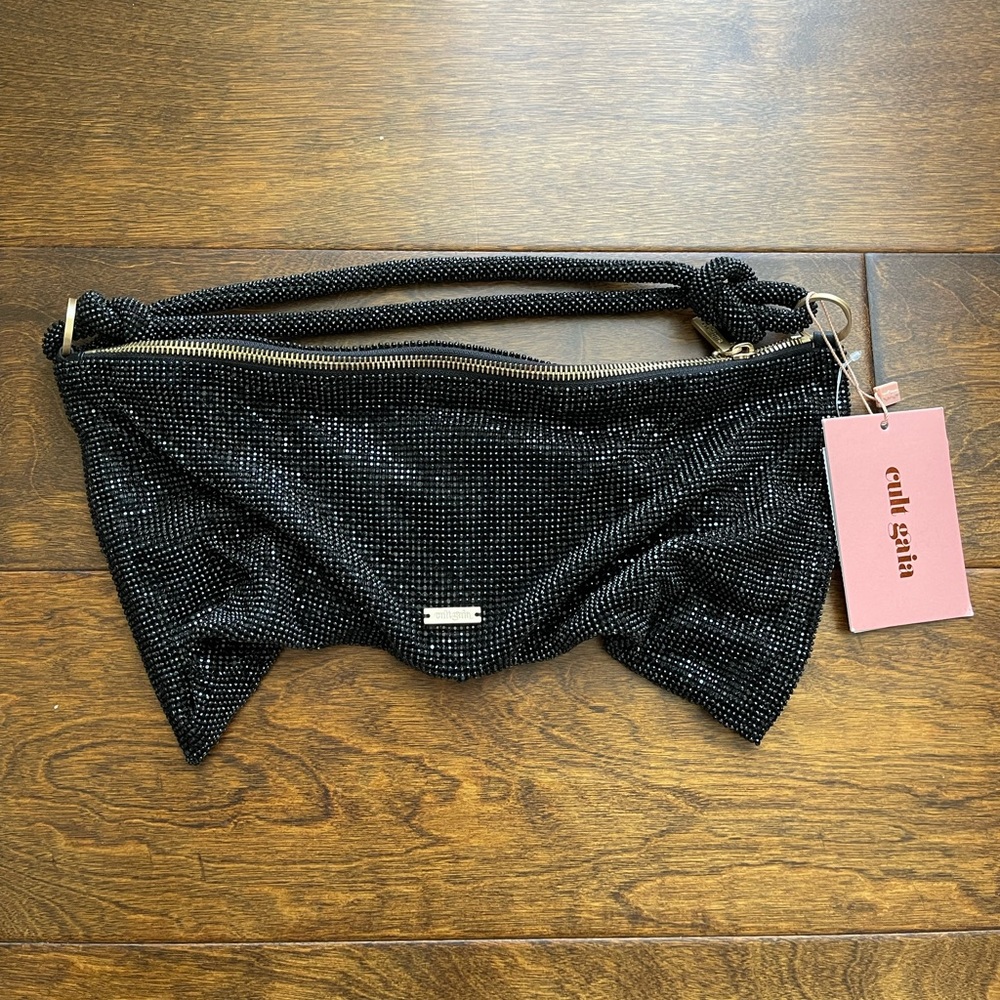 NWT Cult Gaia Hera Mini Black Rhinestone Shoulder Bag Designer Luxury Wedding